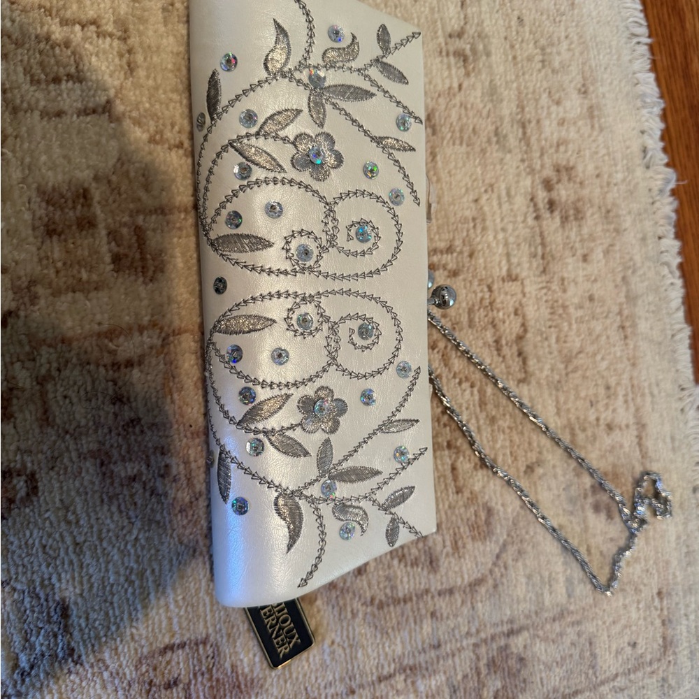 Chic White Embellished Clutch